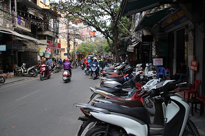 Invasion scooters Hanoi Vietnam