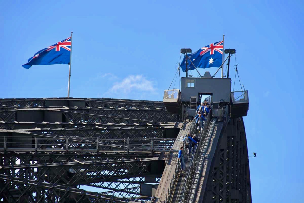 Groupe Bridge Climb drapeaux Harbour Bridge